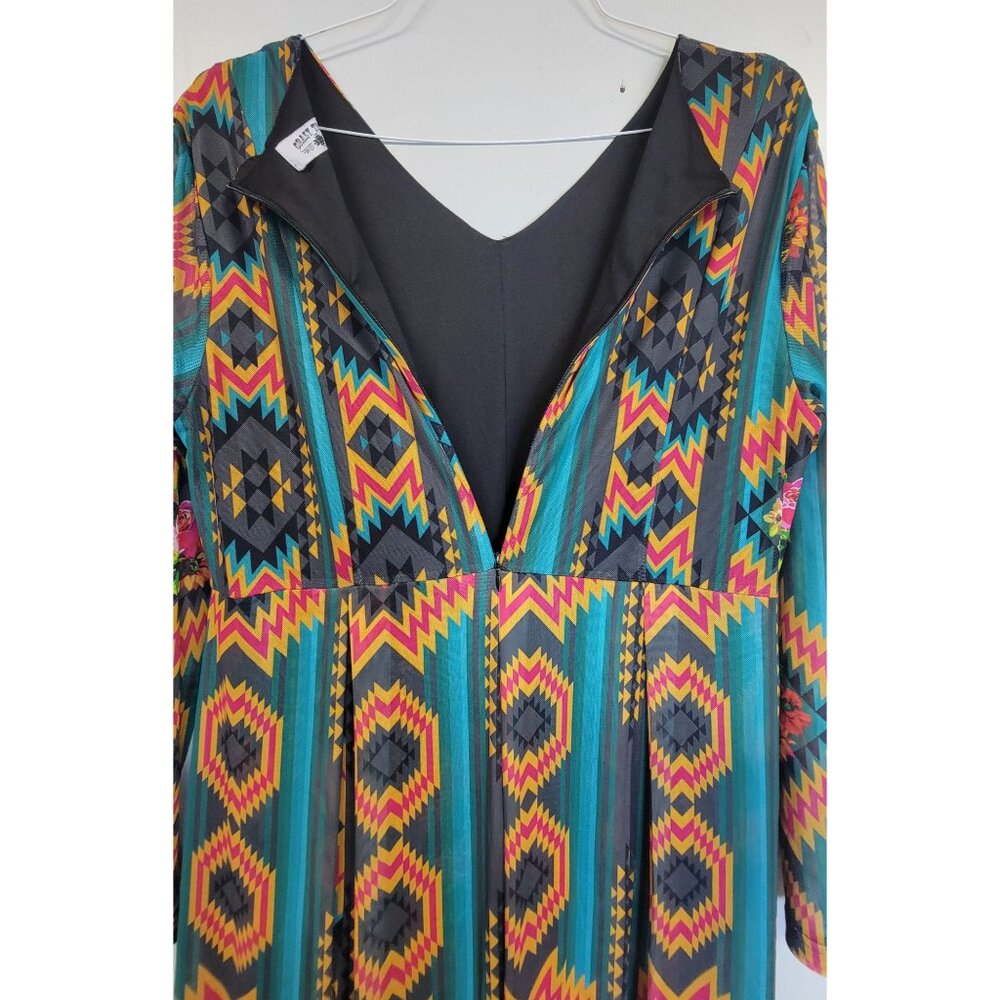 Crazy Train Jolie Romper Shorts Aztec Long Sleeve One Piece Womens Med - Picture 6 of 9